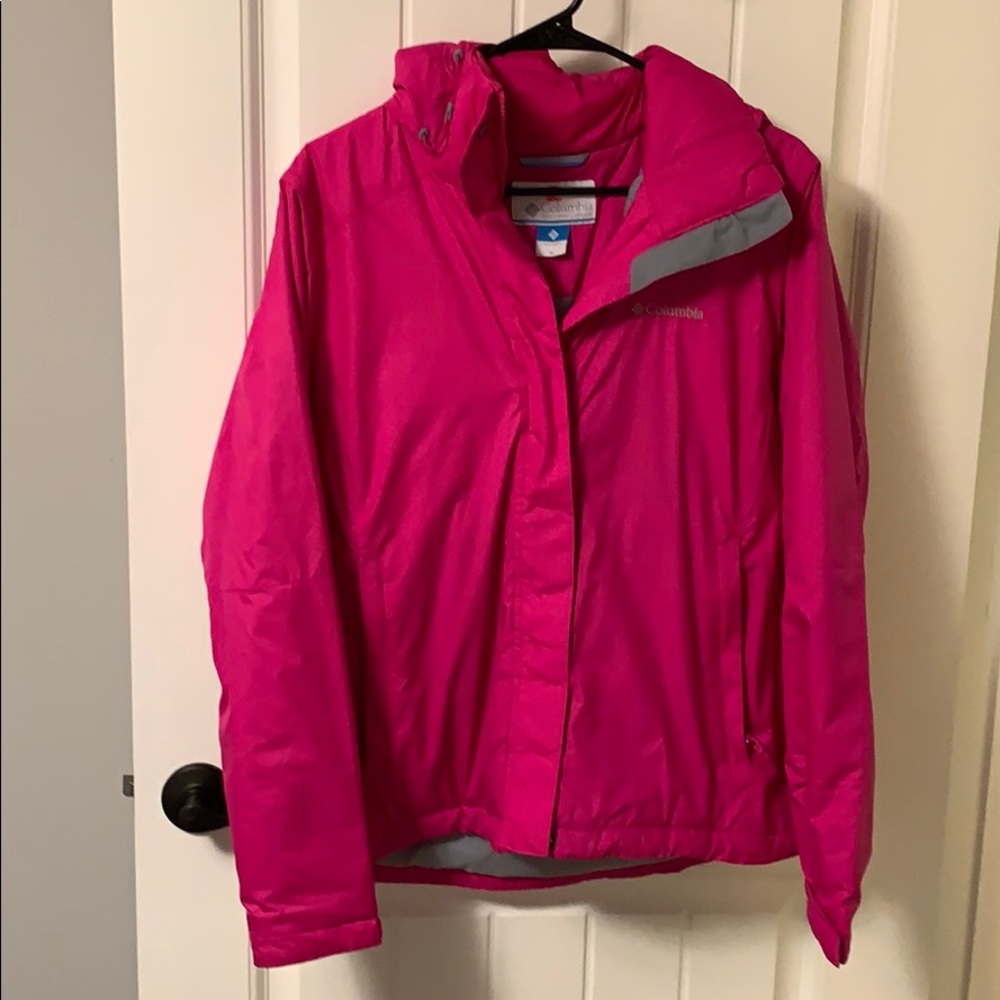 *SOLD* Medium pink hooded Columbia coat.